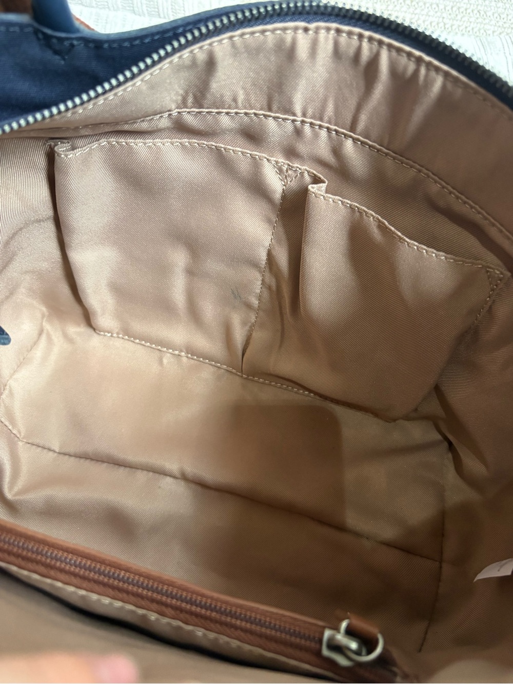 The Sak Indigo Satchel Tote Bag with Brown Handles - Picture 12 of 14